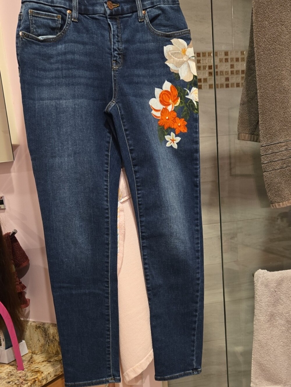 Chico's So Slimming Girlfriend Women's Jeans with Painted Floral Design
